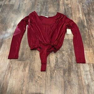 Free People Deep Red Bodysuit
